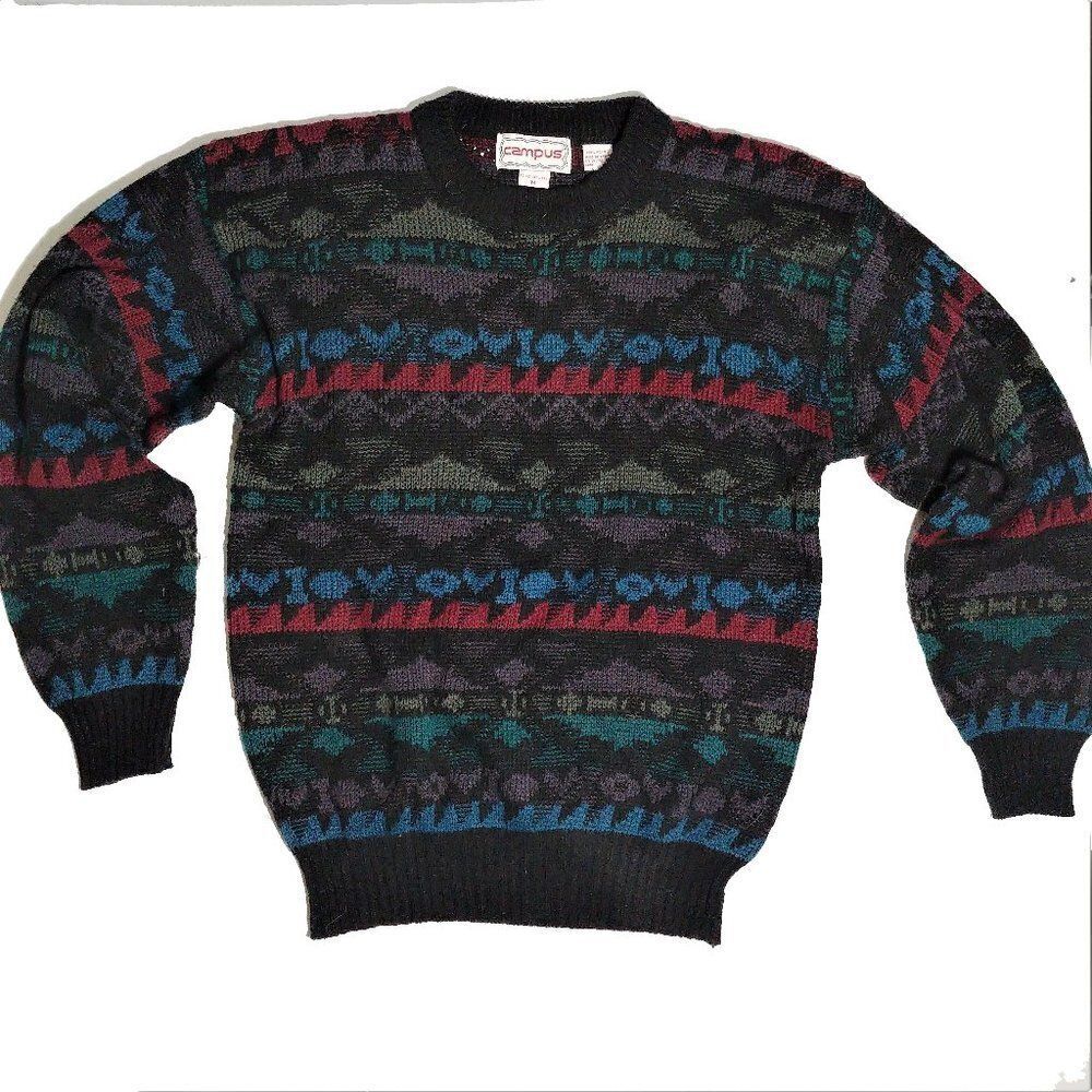 Campus Vintage Woven Acrylic Sweater Med